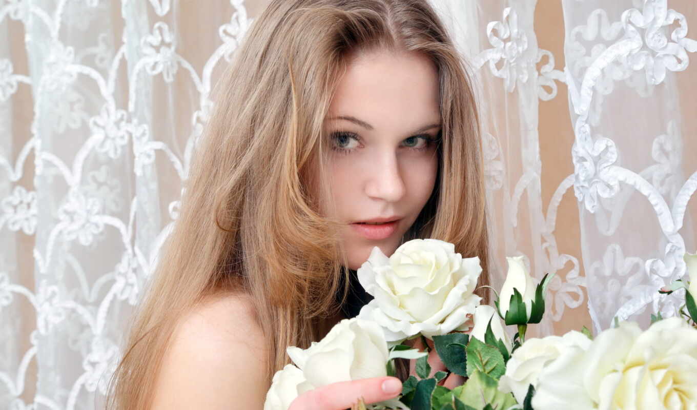 girl, roses, white, different, bouquet, hands, hold on, roses, light