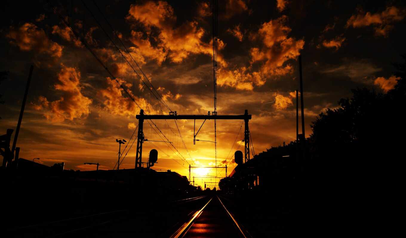 mobile, su, sunset, channel, station, a train, goo, expensive, iron, iron, track