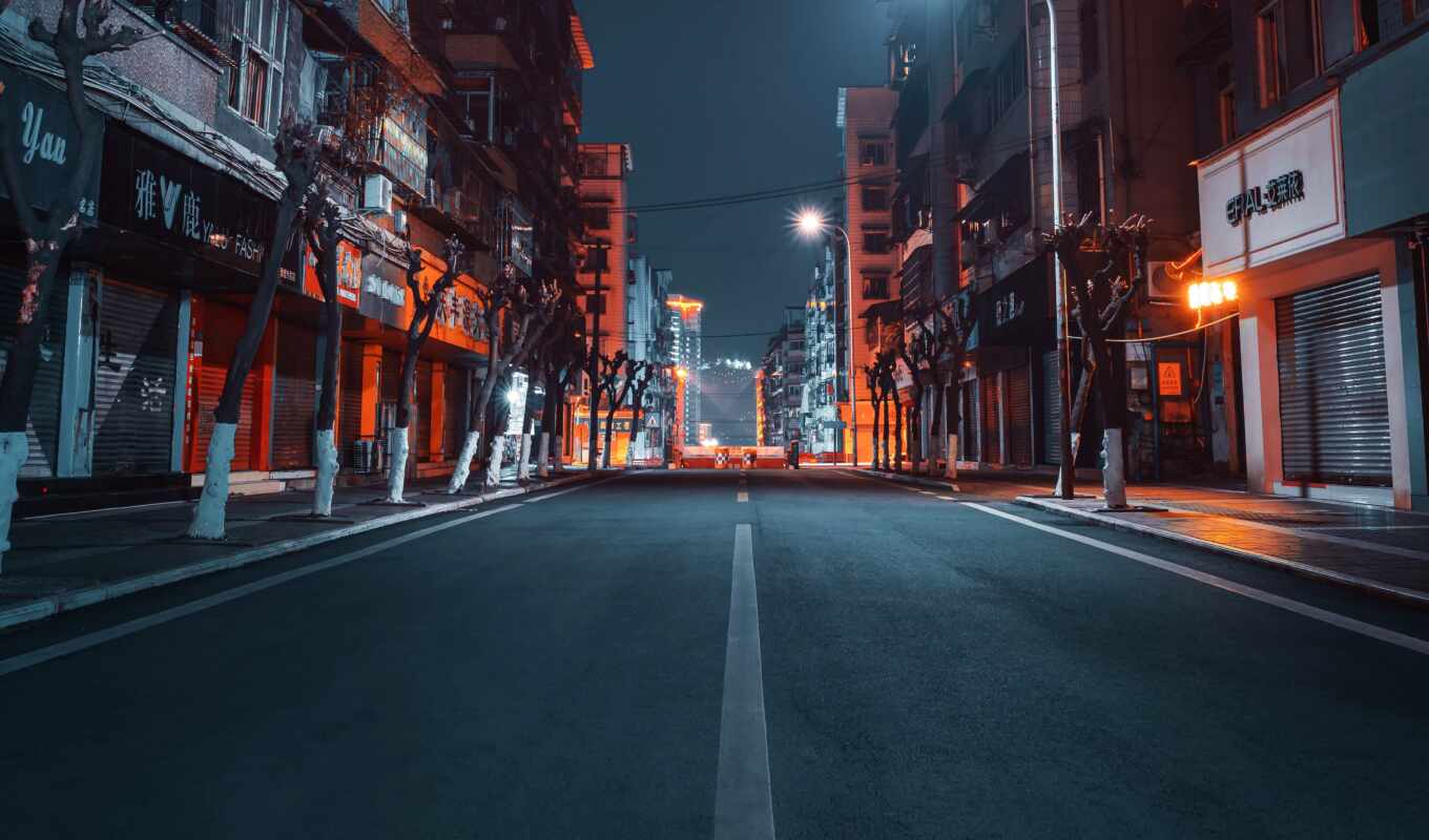 background, city, night, street, road, building