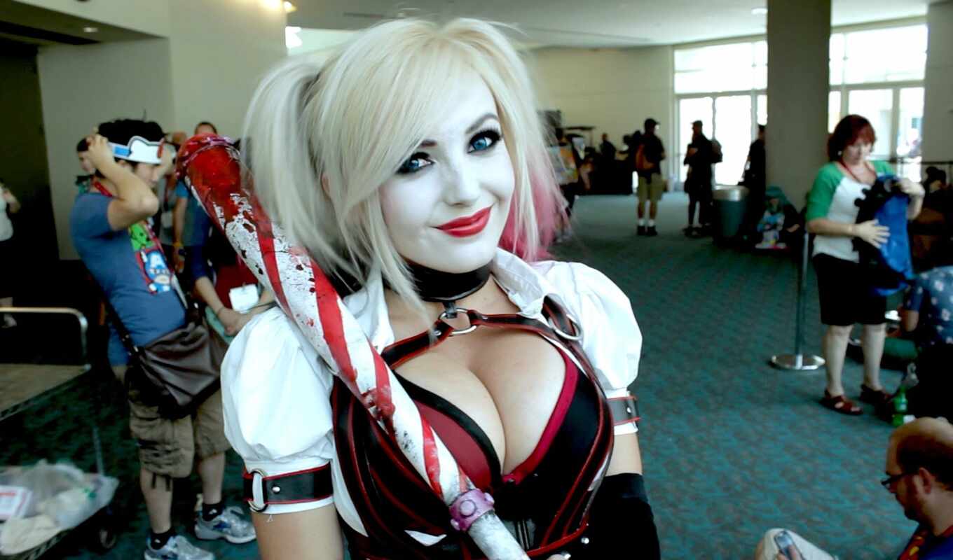 full, sexy, Jessica, with, comic book, harley, cosplay, quinn, nigri