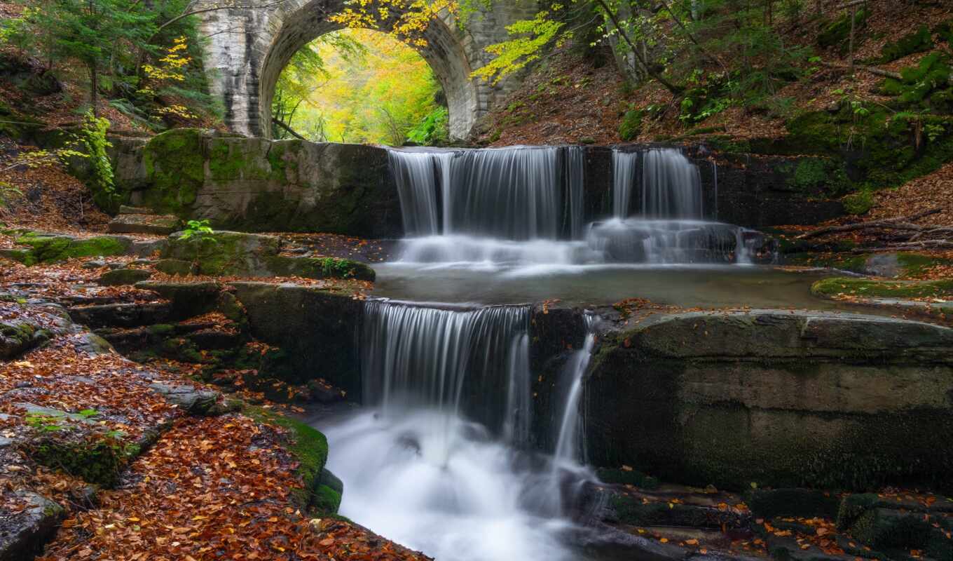 Bridge, waterfall, cascade, Bulgaria