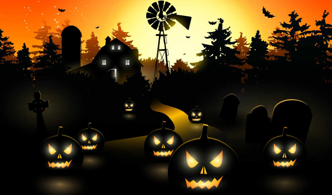 evil, house, halloween, scary, pumpkin, lantern, thread, pumpkins, halloween, pumpkin, leisure
