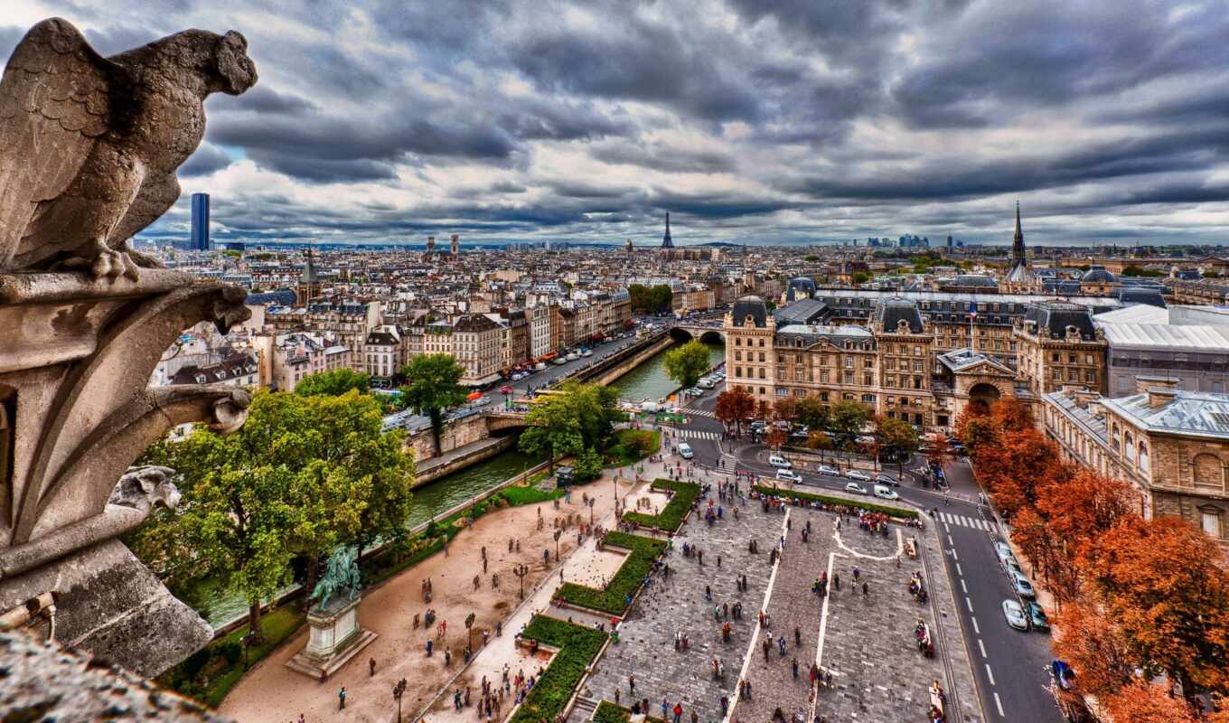 city, Paris, dame, our