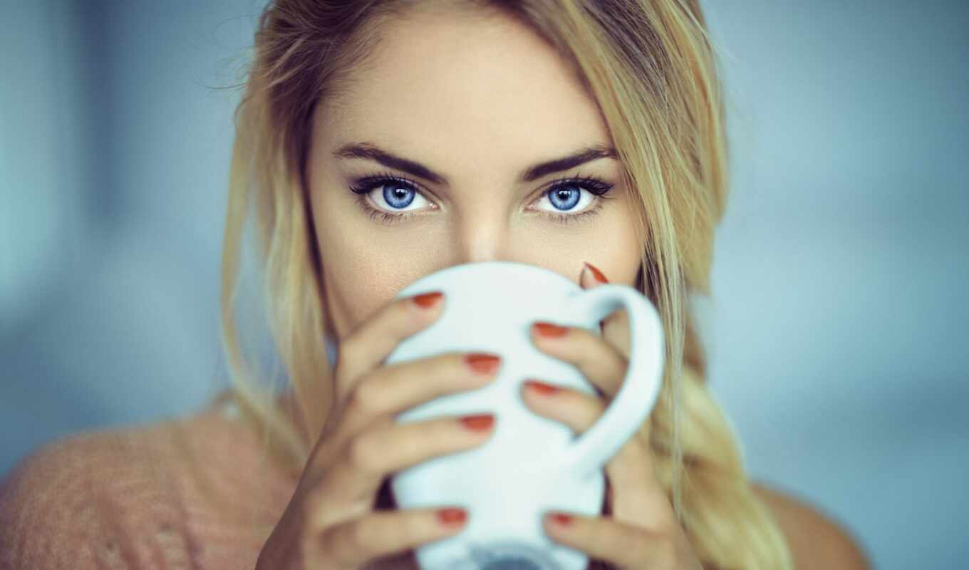 blue, девушка, женщина, глаз, red, глаза, cup, красивый, nail