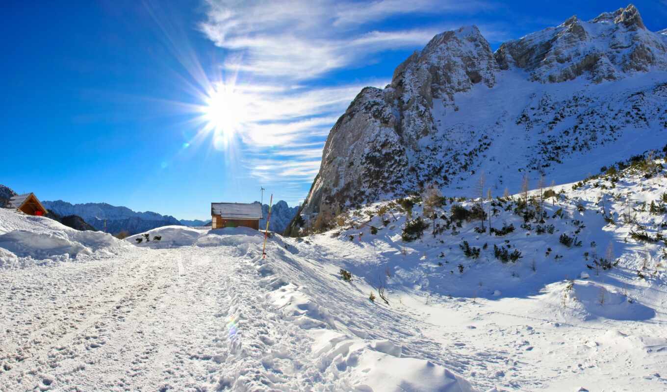 природа, небо, desktop, free, изображение, снег, winter, slovenia, trenta