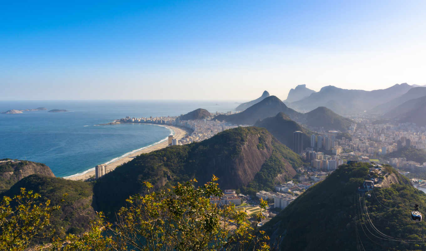 гора, пляж, cities, brazil, rio, janeiro, copacabana