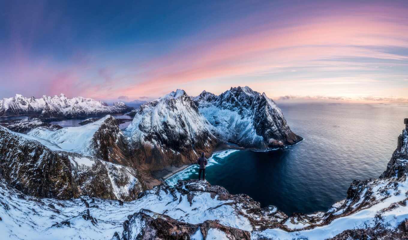 природа, winter, гора, день, красивый, река, норвегия, hour, unity, norwegian