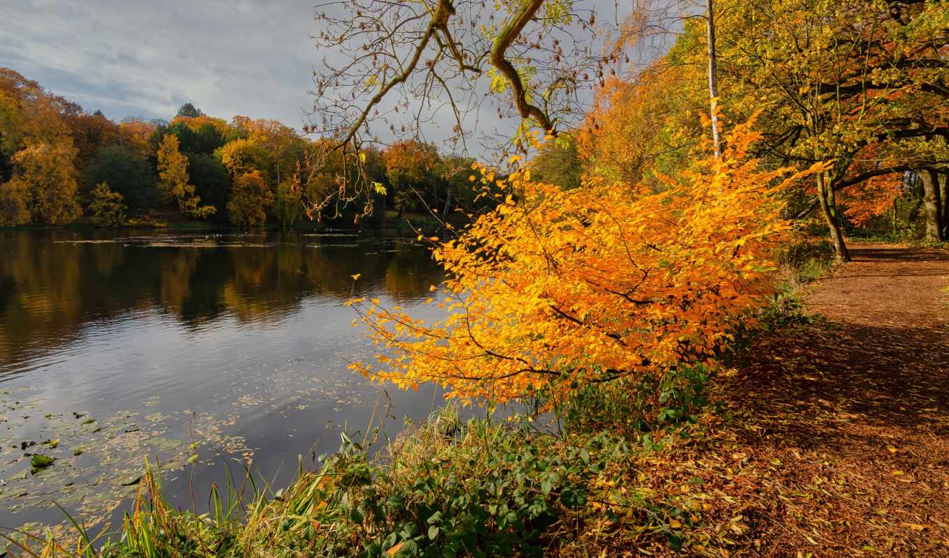озеро, landscape, осень, colour, йоркширский