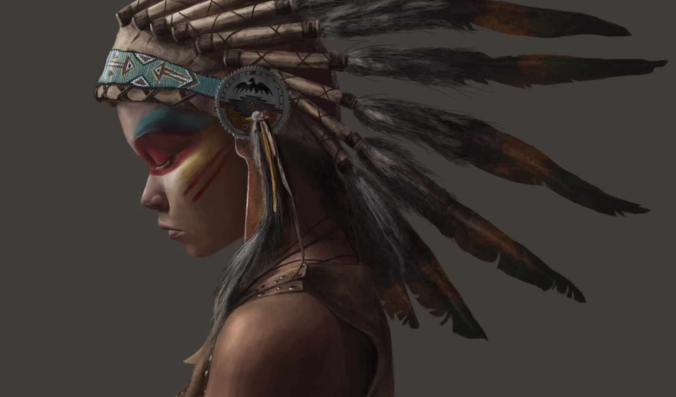 girl, american, fantasy, indian, a feather, the native