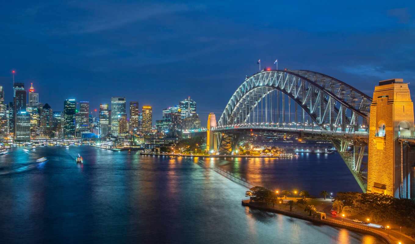 фото, джексон, город, ночь, мост, австралия, sydney, cruise, bay, порт, гавань