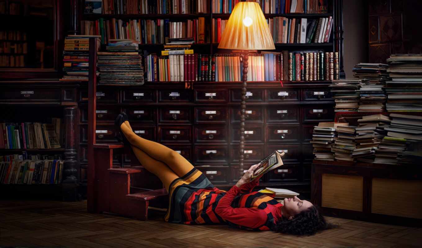 женщина, книга, август, тема, june, тематика, прочитать, relax, библиотека, шкаф, pazlyi