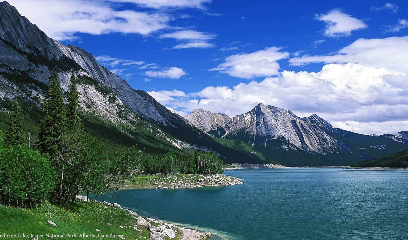 озеро, mobile, планшетный, канада, альберта, park, national, jasper, explore