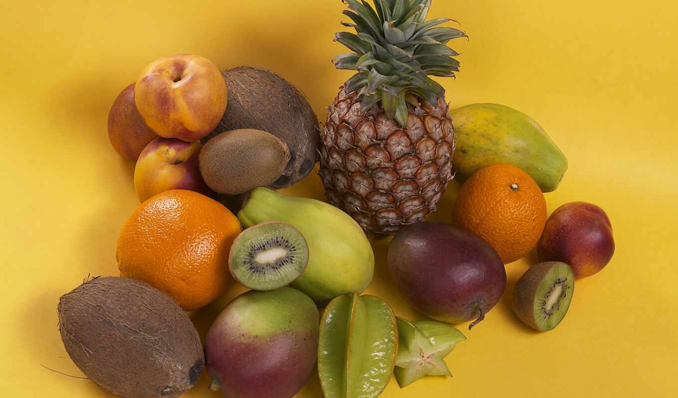 плод, оранжевый, киви, pineapple, салат