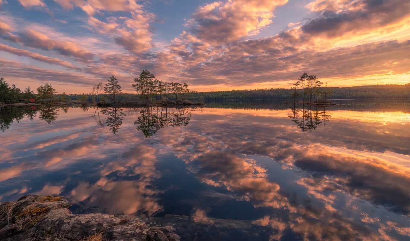 lake, nature, sky, picture, sunset, water, reflection