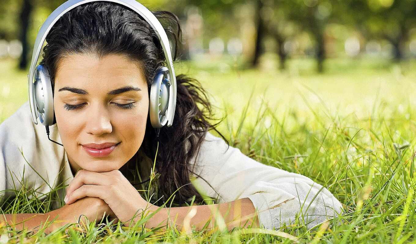 girl, headphones