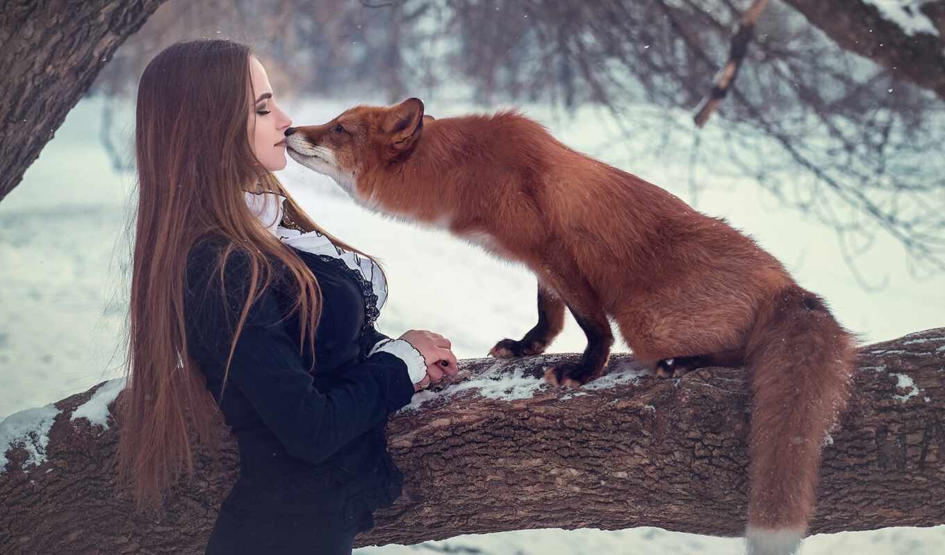 girl, model, fox