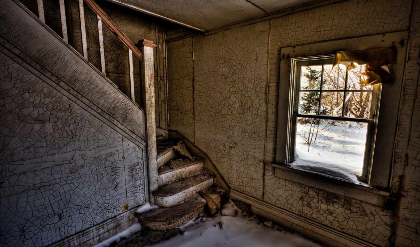 dom, stare, stairs, room, old, abandoned