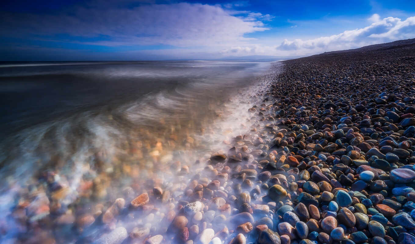 небо, камень, пляж, rock, море, берег, long, облако, шотландия, exposure