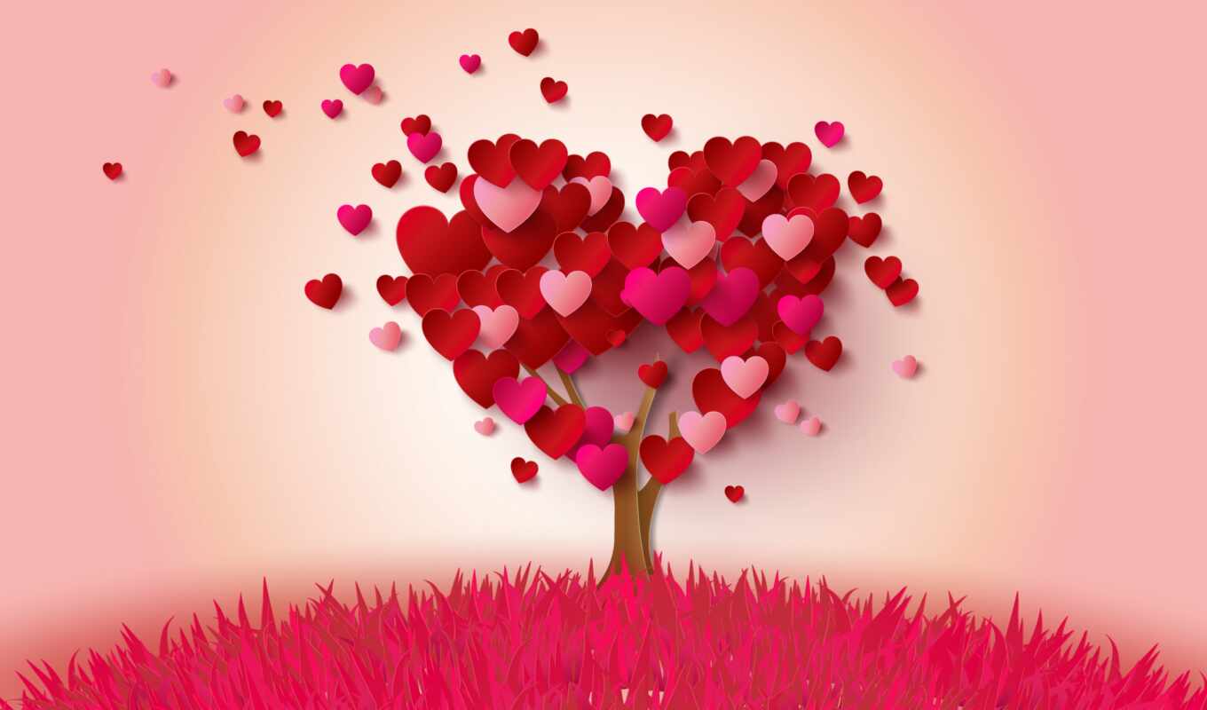 love, дерево, сердце, розовый, день, valentine, лепесток, февраль, decoration, святая