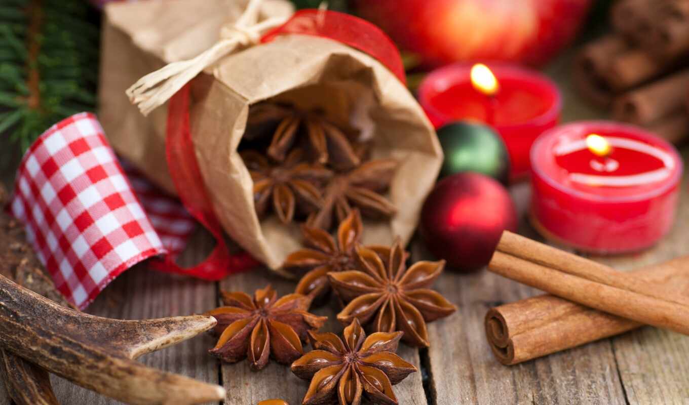 candle, spice, nails, stick, application, star, cinnamon, new year, badian, anisa