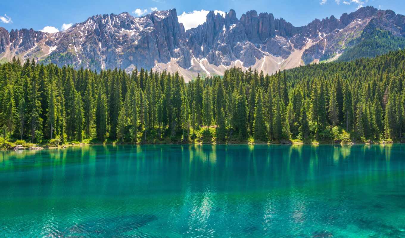 озеро, природа, гора, wide, ski, italy, pavel, karersee, carezza, dolomite, durov