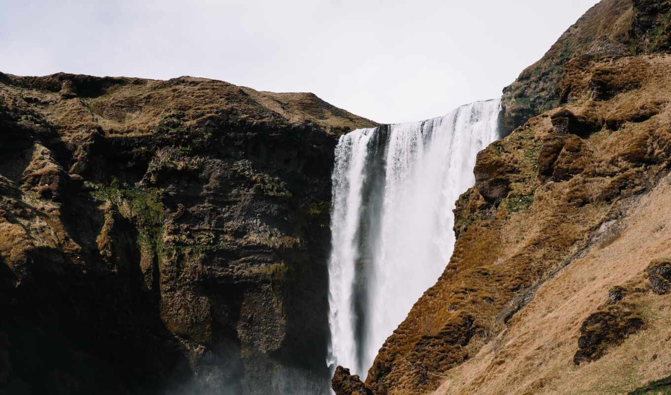 фото, водопад, iceland, водяной знак, skógafoss, picjumbo