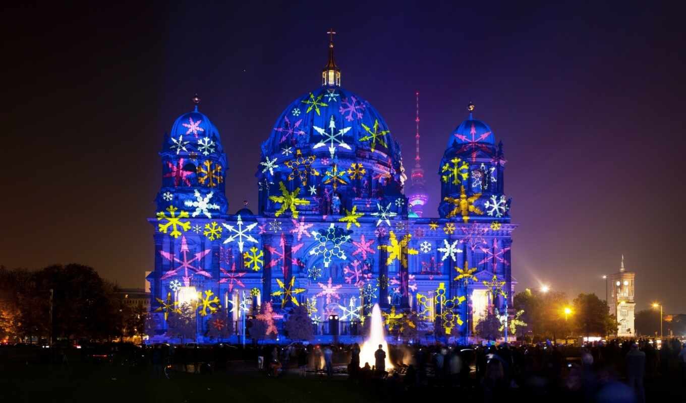 свет, огни, berlin, festival, cathedral