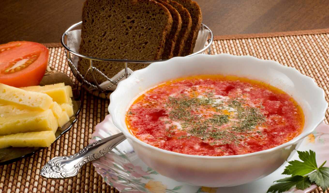soup, bread, tablet, dinner, drawing, tomato, borg, estimated, stokovyi