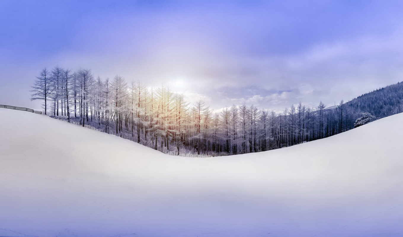 природа, небо, снег, winter, лес, landscape, korea, narrow, pracy, rydu towach