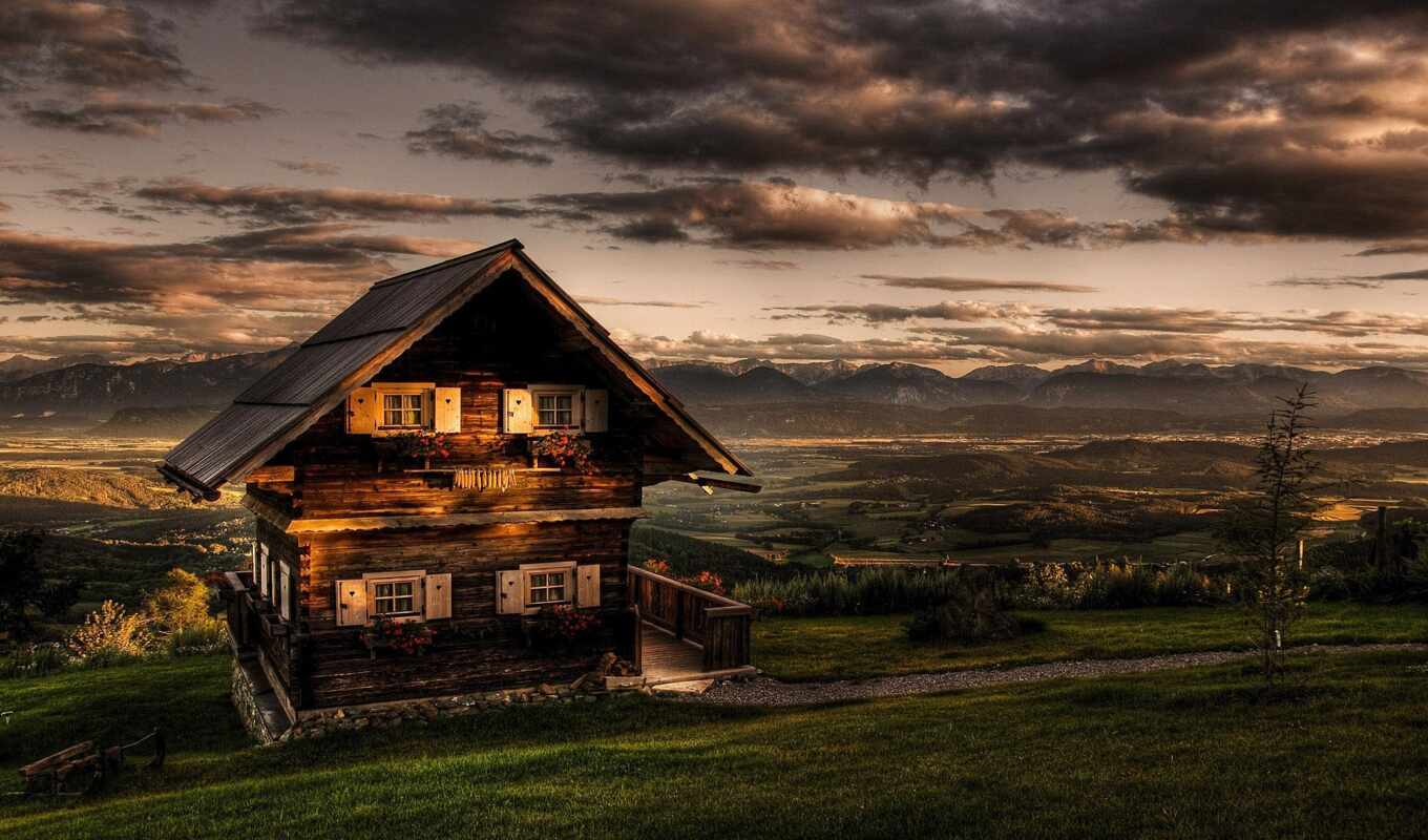 house, mountain