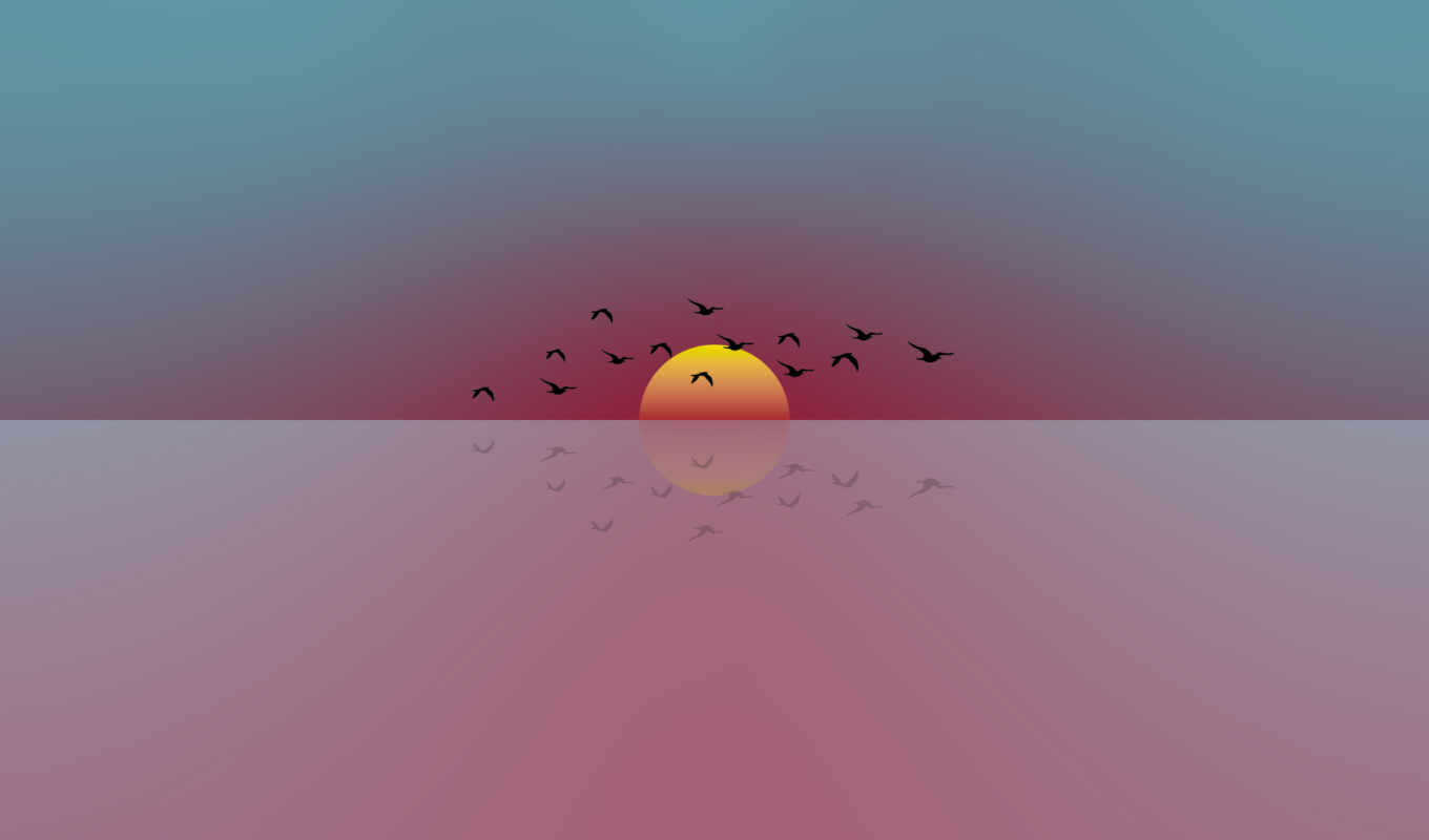 sunset, bird, glee, rare, mimalism