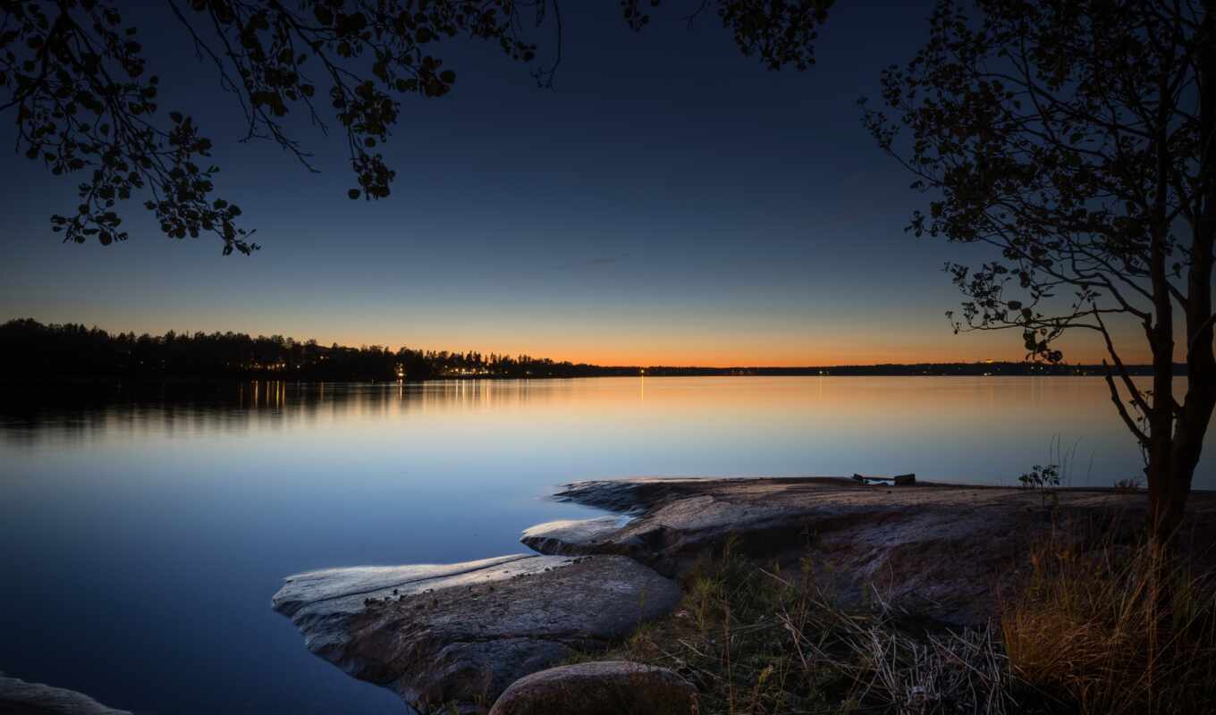 озеро, nikon, закат, ночь, water, во, even, спокойствие, финляндия, nikkor