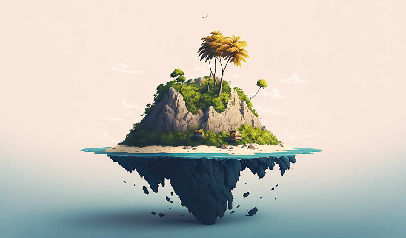 природа, art, simple, гора, остров, ай