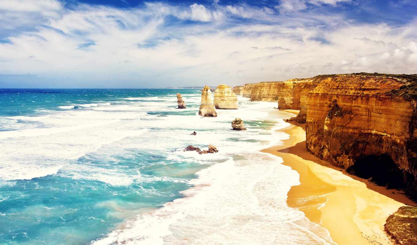 nature, sky, beach, Australia, sea, ocean, park, twelve, apostles, apostle, uaithevennyi
