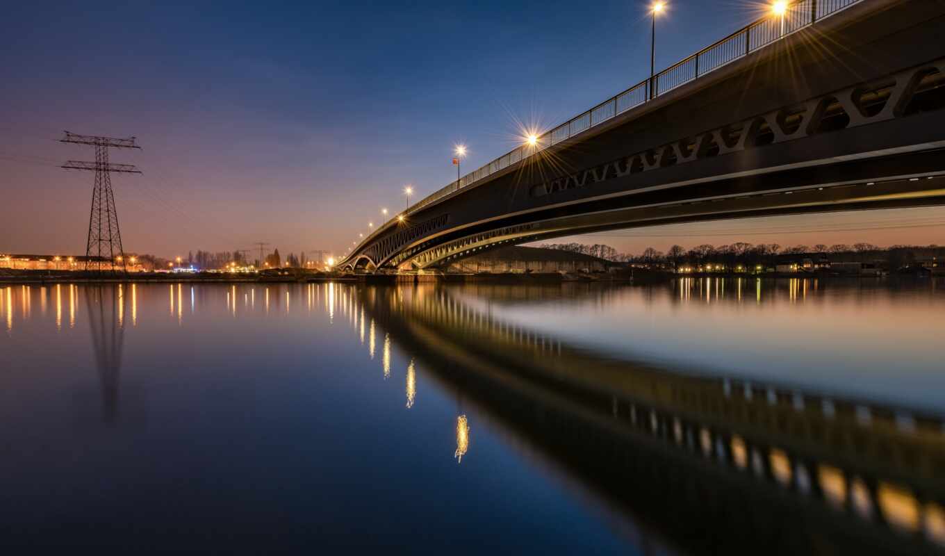 ночь, мост, berlin