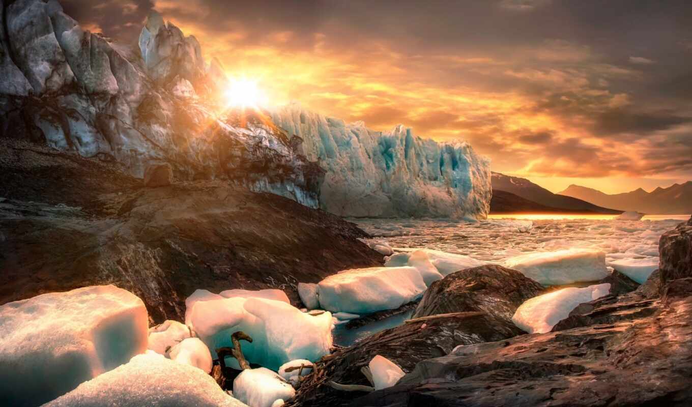 sun, камень, лед, гора, rock, аргентина, pantalla, patagonia, айсберг, аргентина
