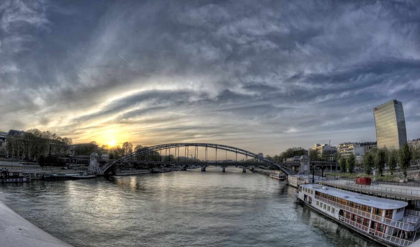 sky, city, night, Bridge, France, Paris, arch, Loire, bridge, donon