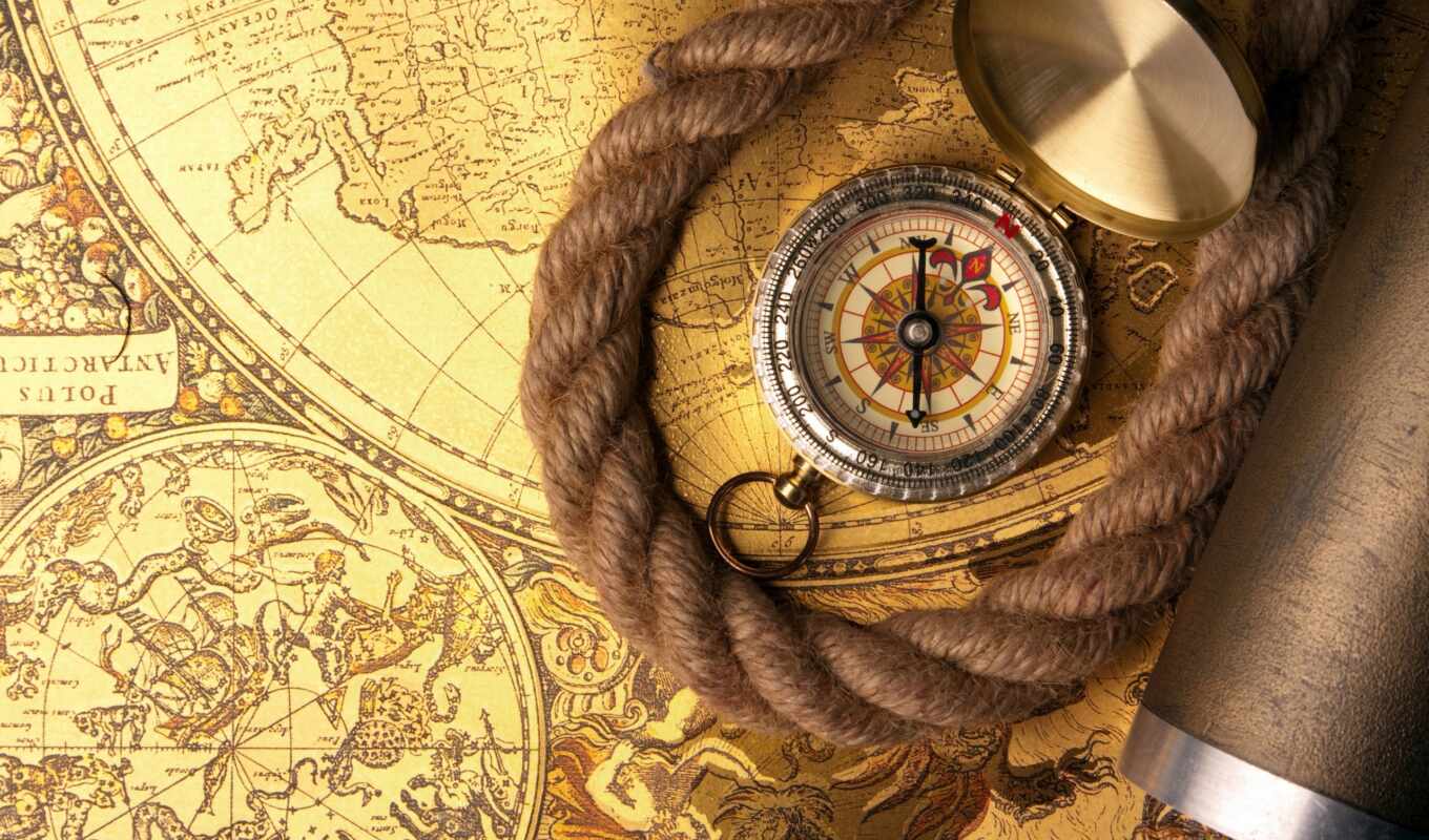 map, веревка, compass