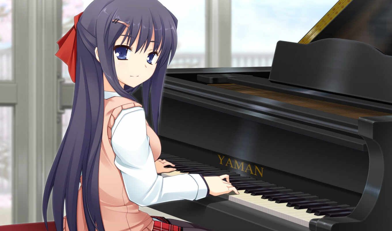 blue, game, text, abstract, anime, vocaloid, hair, eyes, piano
