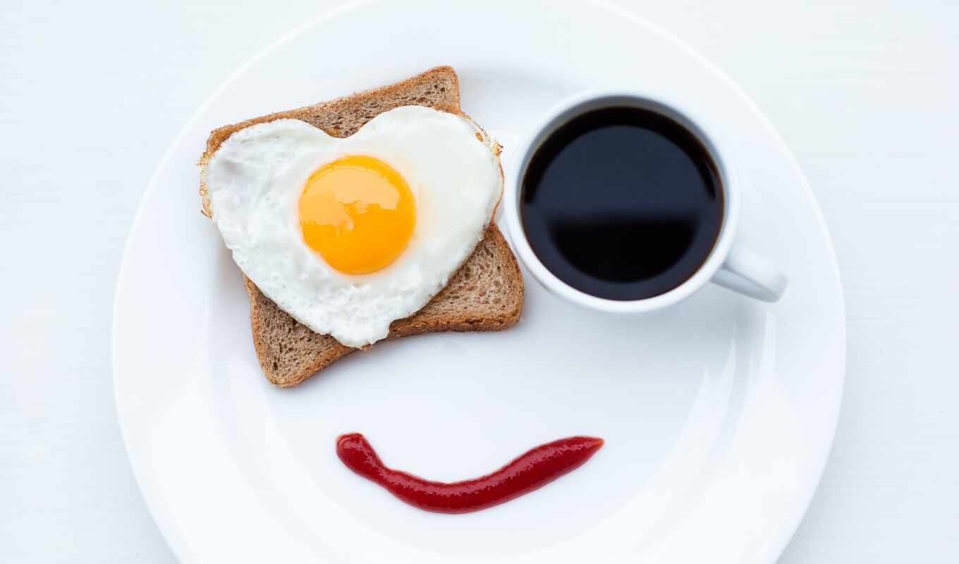 meal, coffee, creative, smile, cup, bread, tablet, breakfast, cup, kupetch, eggs