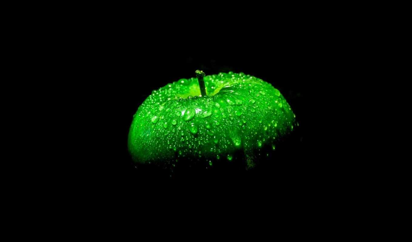 black, apple, макро, зеленое