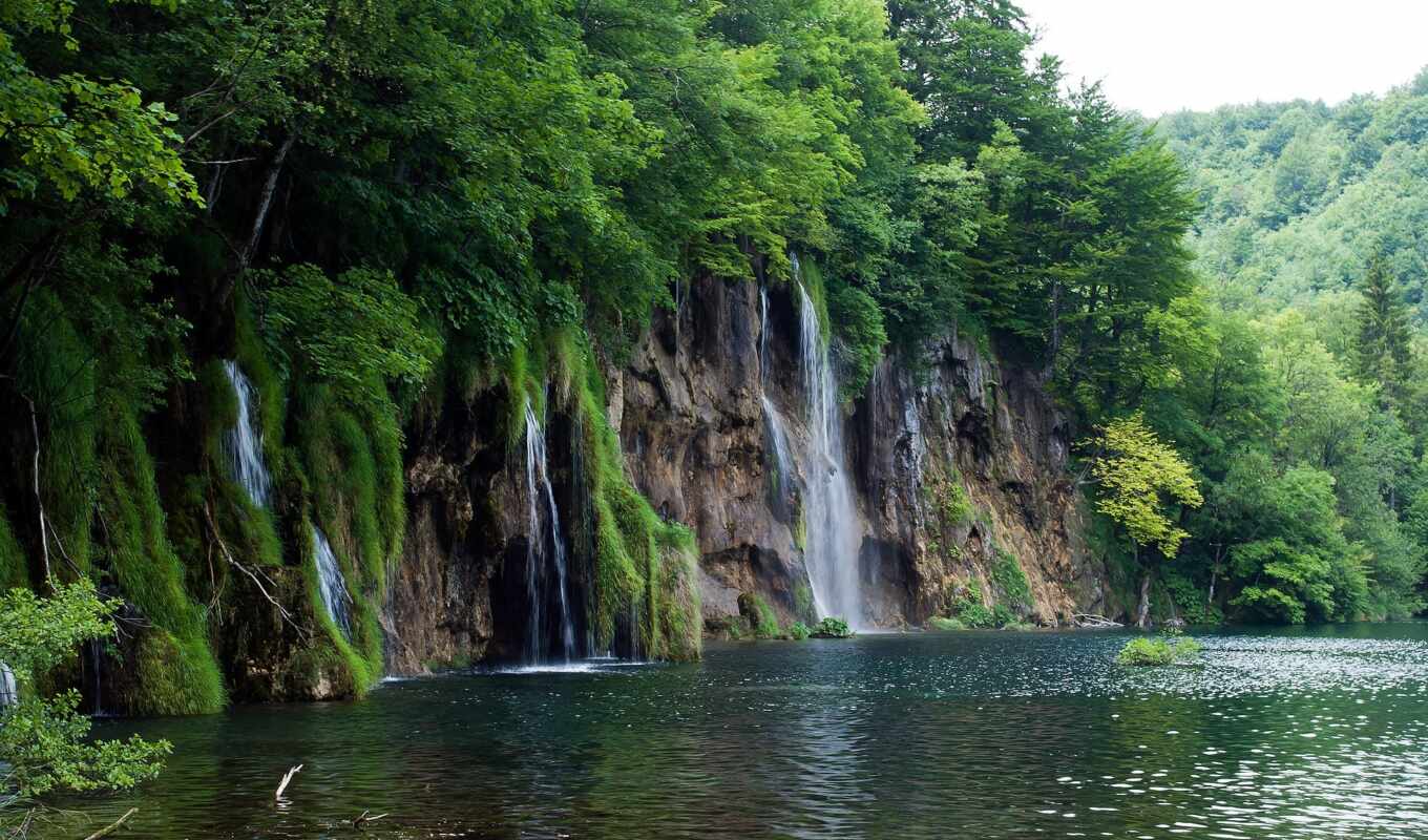 water, park, водопады, trees, озера, national, хорватия, plitvice