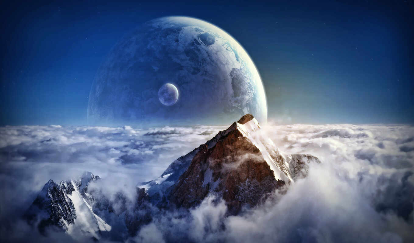 page, planet, cosmos, space, cloud, mountains, qapper