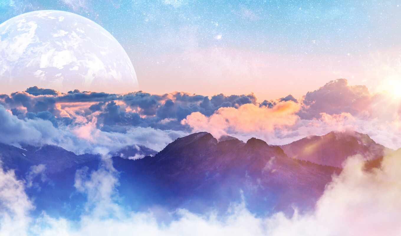 nature, background, moon, mountain, landscape, height, planet, cloud, the first, overview, pxfuelpage