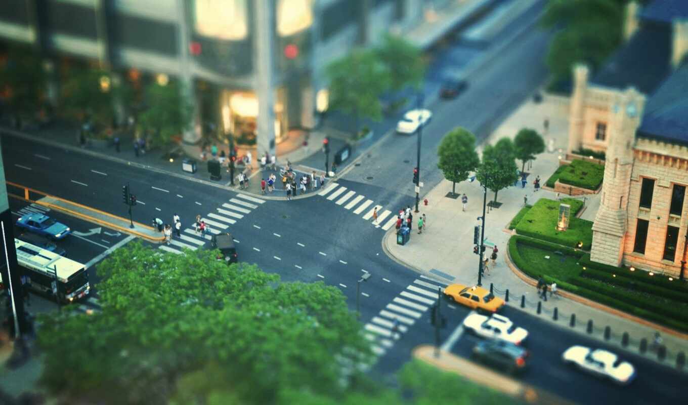 ночь, улица, cityscape, shift, tilt, miniature