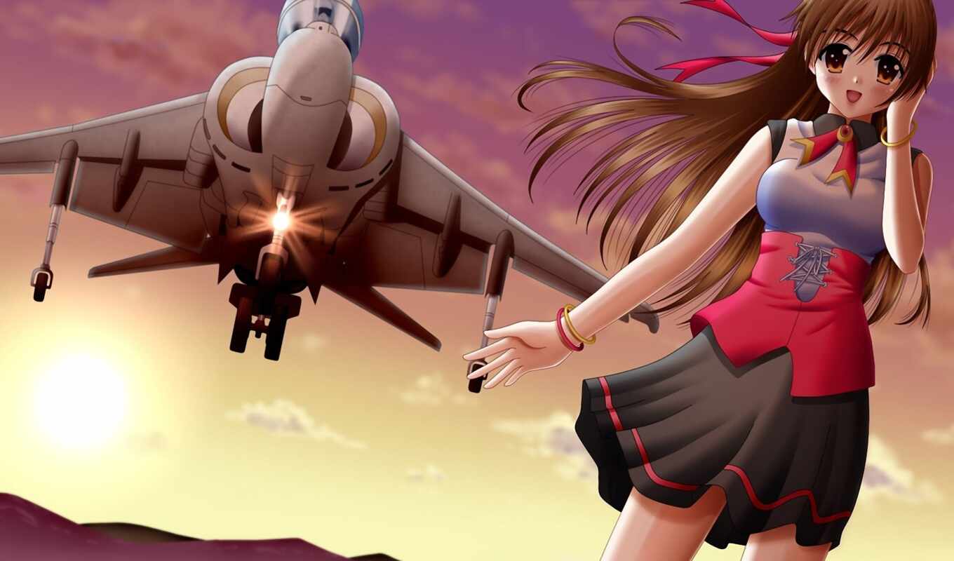 girl, the fighter, plane, military, stoloboi