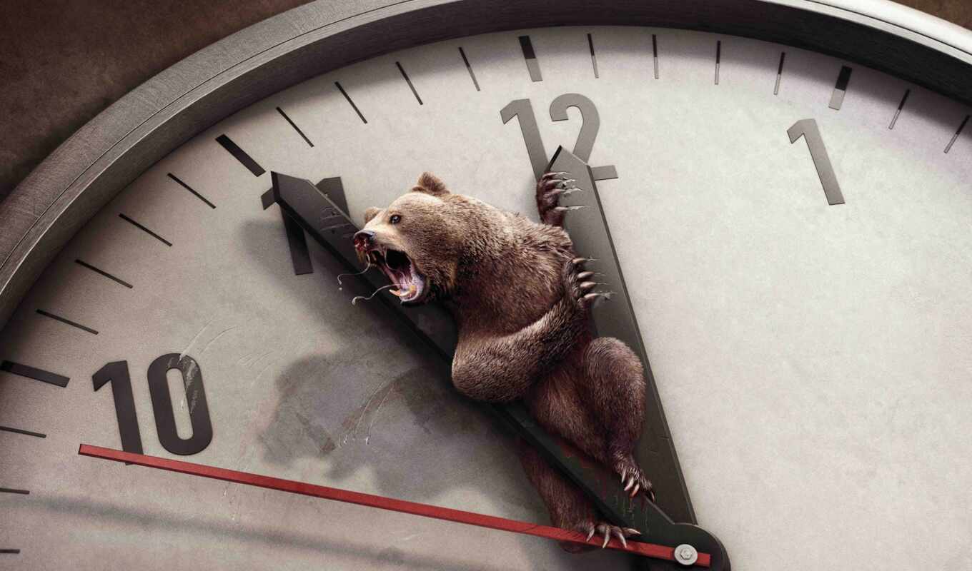 часы, time, медведь, когти, циферблат, стрелки