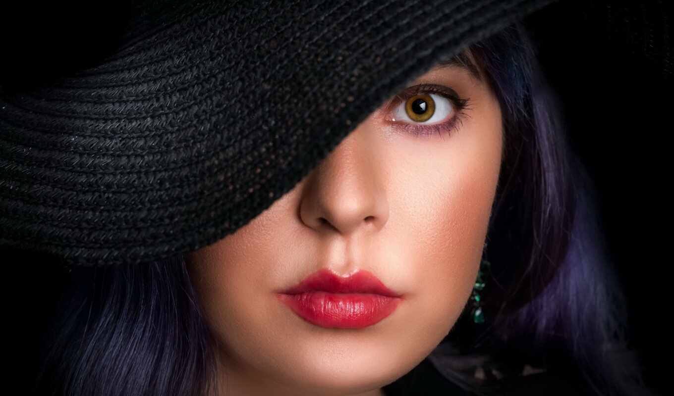hat, girl, woman, eyes, model, lipstick, juicy, adobe, lip