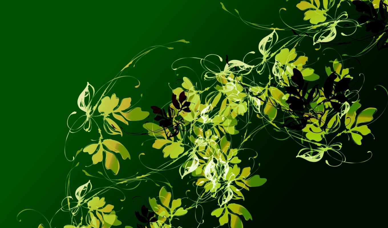 graphics, abstraction, tapety, pulpit, grafika, images, too, green, photo wallpapers, listeczki