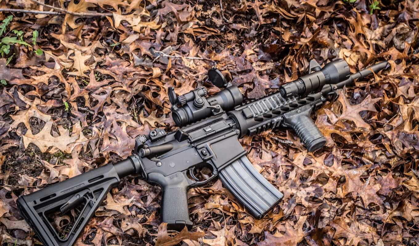 leaves, rifle, camouflage, assault, ar-15